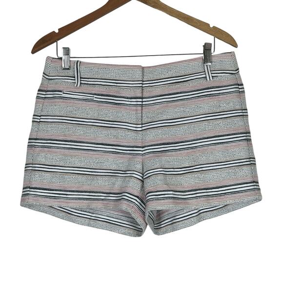 Ann Taylor LOFT Riviera Shorts Womens 6 Gray Cotton Linen Striped Preppy Coastal - Picture 1 of 8